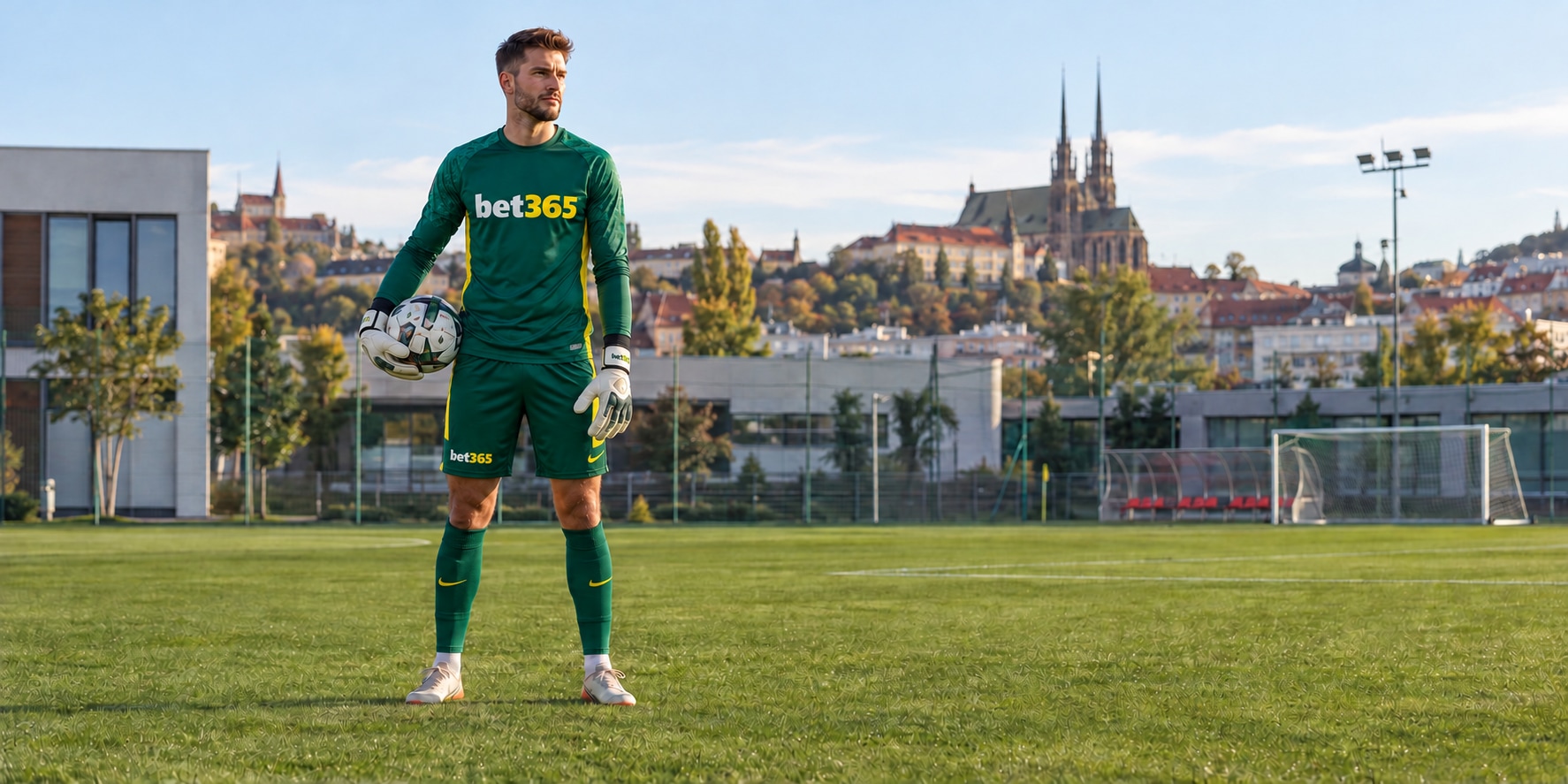 Fotbalový brankář na hřišti v Brně