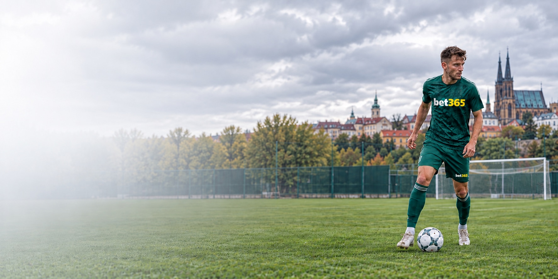 Fotbalista na tréninkovém hřišti v Olomouci